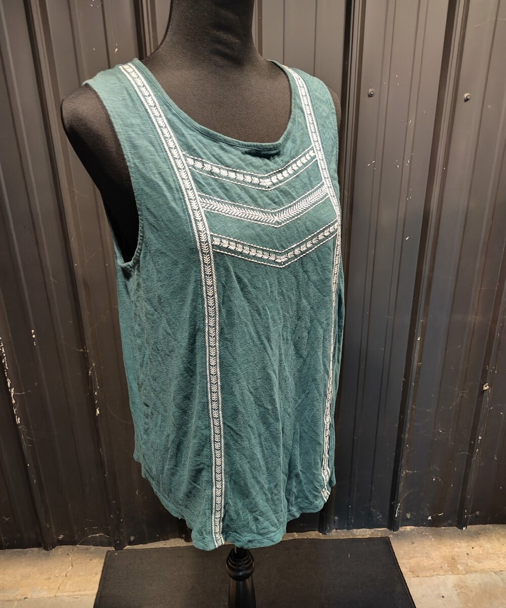 Old Navy Teal Embroidered Sleeveless Tank